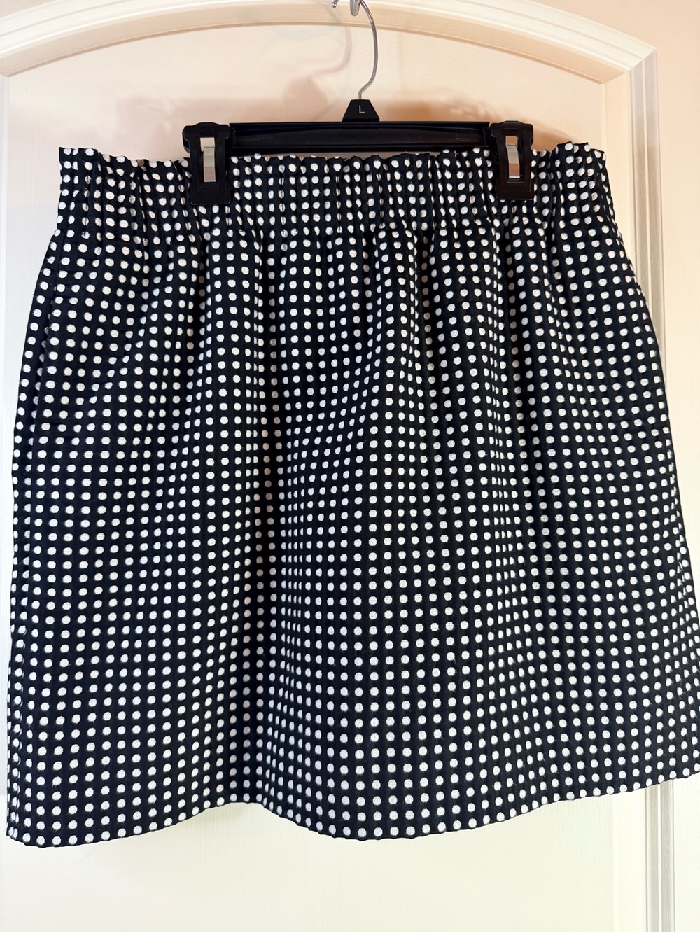 J. Crew Black and White Polka Dot A-Line Skirt